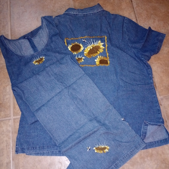 Reese Kelly Maxi Sunflower Denim Dress/ Shirt Set - Picture 10 of 11